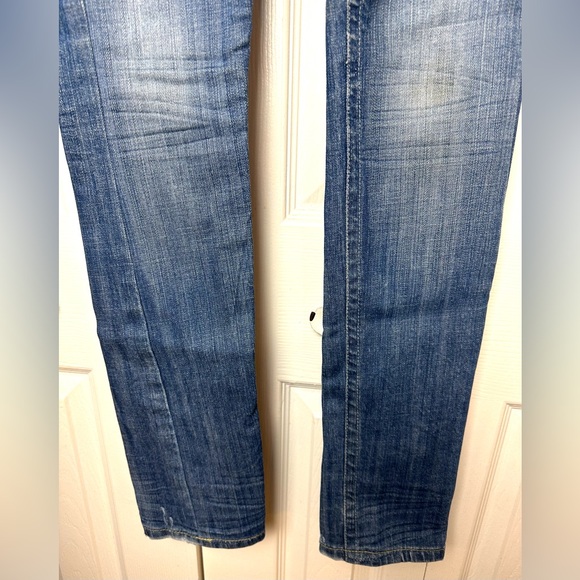 MEK Denim Acapulco Straight Jeans Medium Distressed Wash Slim Skinny Low Rise - Picture 7 of 12